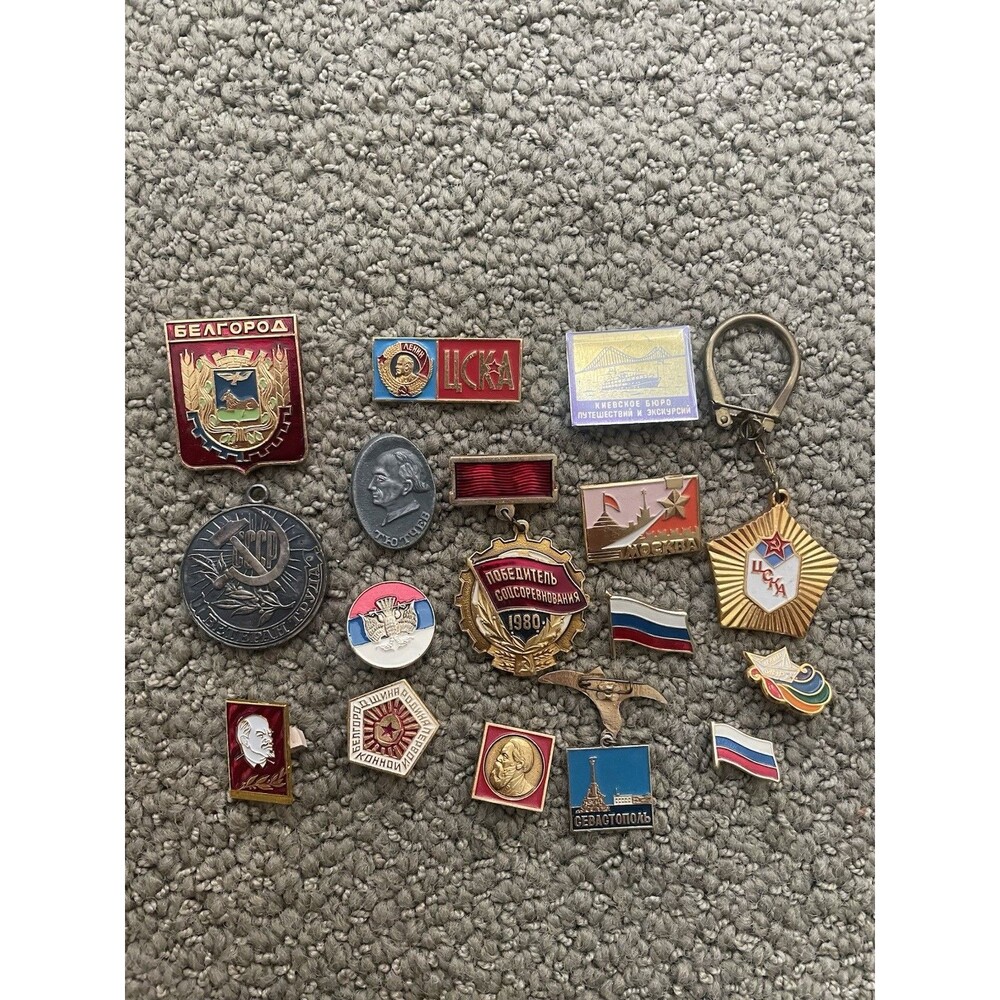 Vintage USSR Soviet Pin Badge Lot of 16 Lenin CSKA Belgorod Sevastopol